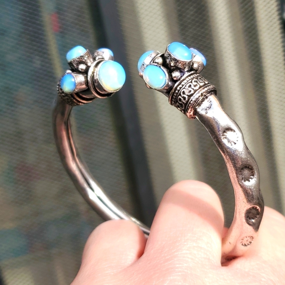 New Unique Milky Opal Silver Bracelet.